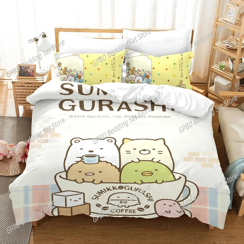 

Cartoon Sumikko Gurashi Bedding Set,Duvet Cover Comforter Bed Set Quilt Cover Pillowcase,King Queen Twin Size Boys Girls Adults