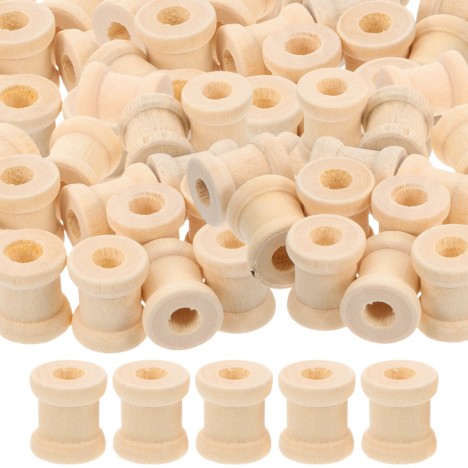 100 قطعة بكرات خشبية ملونة بسهولة غطى بالرمل البناء الصلب للأنشطة اليدوية موضوع خيوط الحبل 13x15 مللي متر
