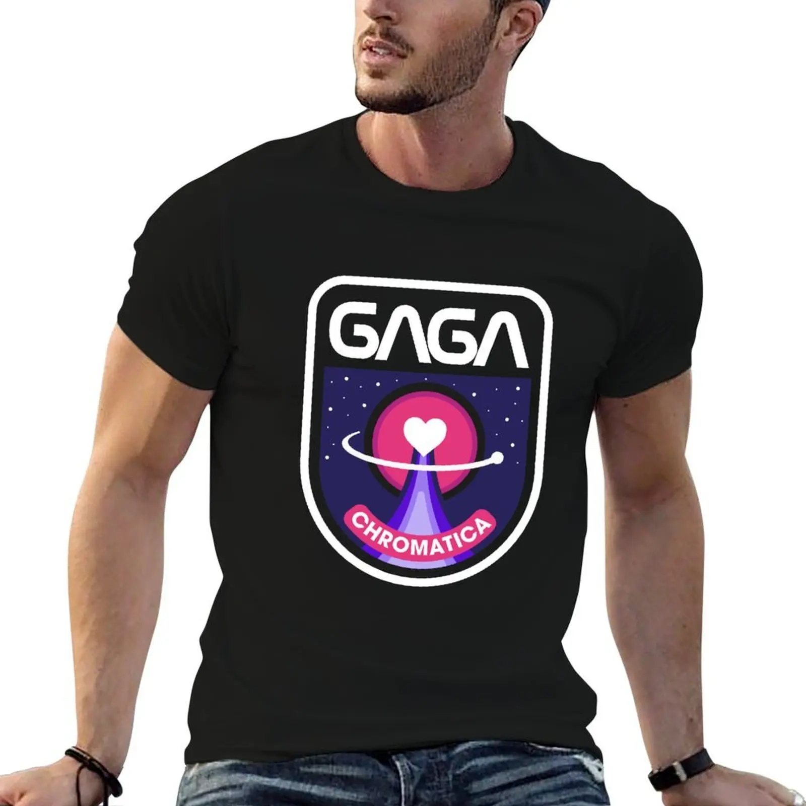 

Lady Gaga Chromatica Mission (White on Pink) T-Shirt t shirt man casual men t shirt cotton 100% cotton t shirt man T-shirt