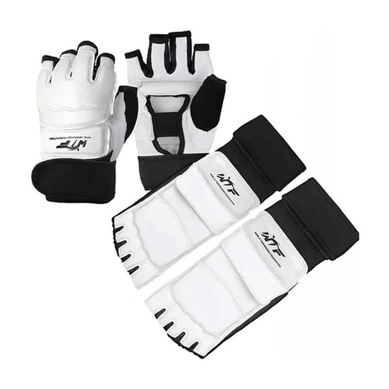 1Set Taekwondo Leather Foot Gloves Sparring Karate Ankle Protector Boxing Martial Arts Sock Training Sports Protective Gear