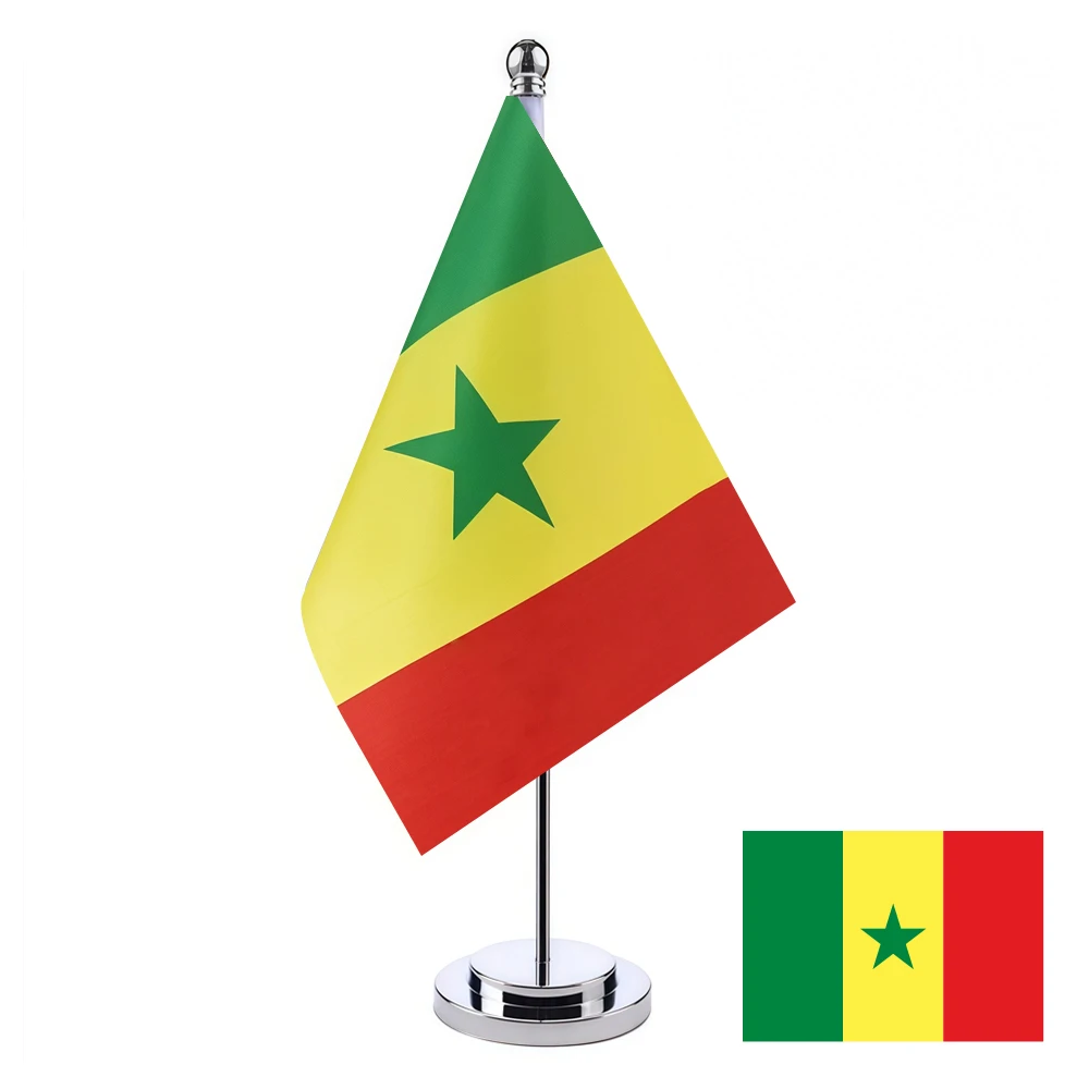 CYPOMELO office desk flag Senegal flag  14x21cm Senegal desktop small decoration flag including flagpole