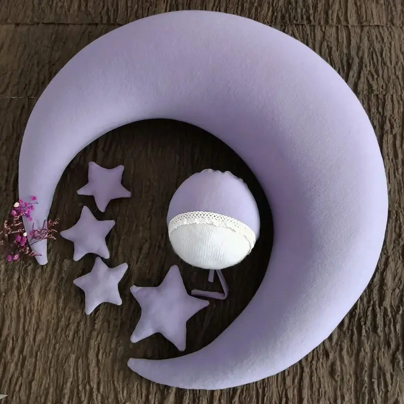 Baby Posing Pillow Newborn Photography Props Cute Baby Hat Colorful Beans Moon Stars Photo Shooting Set For Infant Newborn Gifts