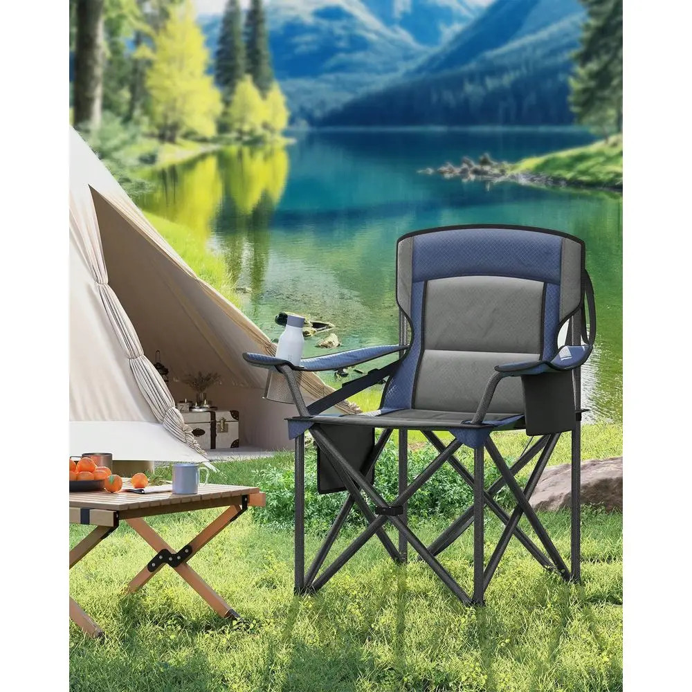 

Camping Chair, Outdoor Folding Chair With Cup Holder, Sports Chair, Foam Padding, Foldable, Weight Capacity 450 Lb, Beach Chair