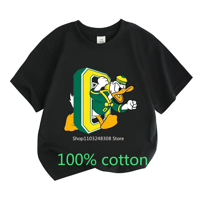 Summer Donald Duck T-Shirts 100% Cotton Children's Clothes Fashion Girls Boys Short Sleeves Cartoon Casual Tee Shirts 2-15 Years