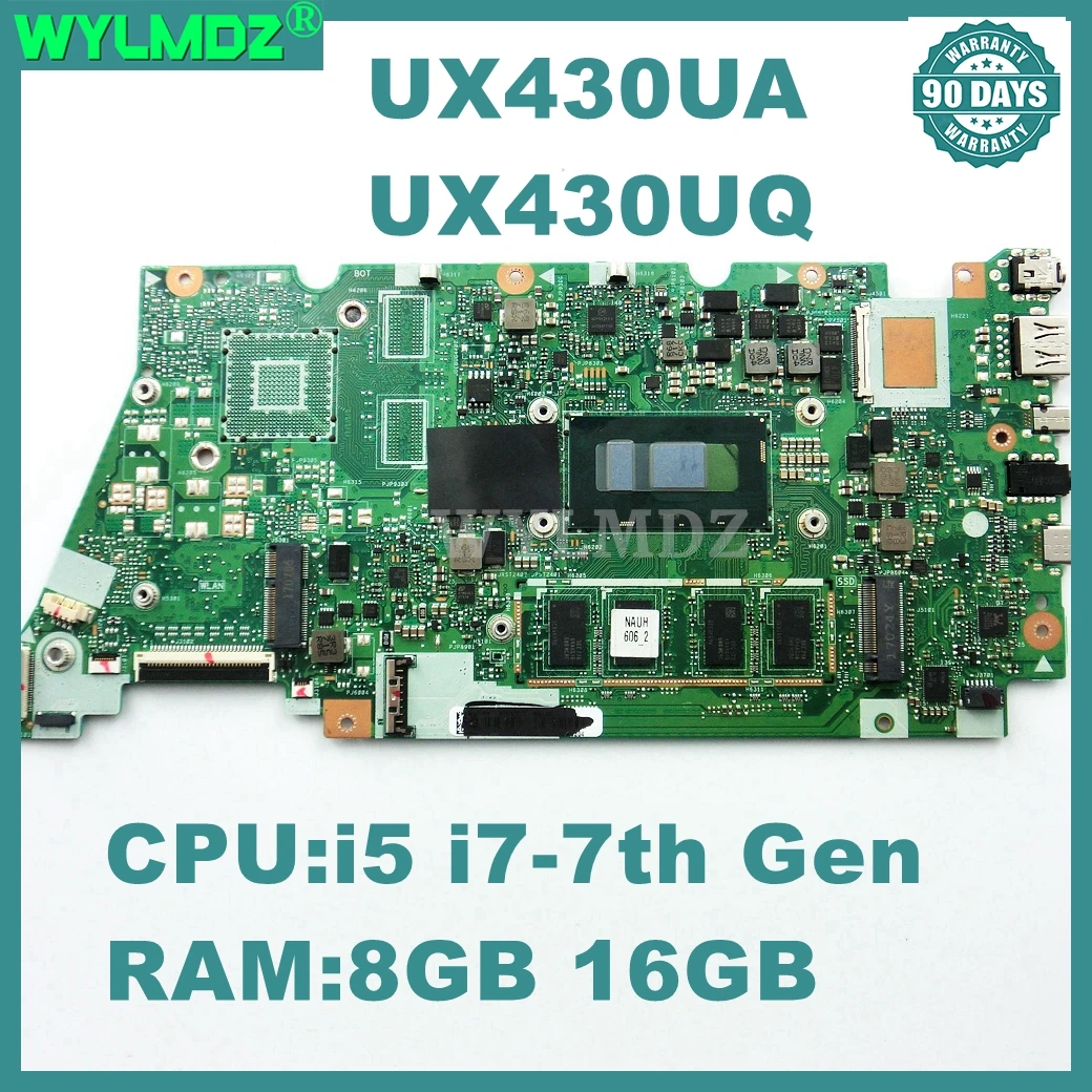 UX430UQ Mainboard For Asus UX430U UX430UA UX430UQ U4100U U4100 UX430UN Laptop Motherboard i5 i7-7th Gen CPU 8GB 16GB-RAM UMA/DIS