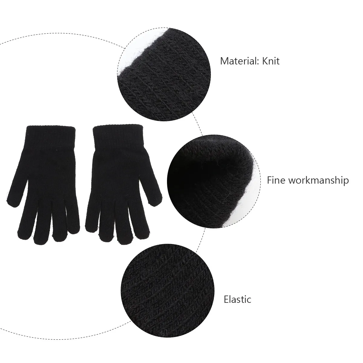 

1Pair Premium Knit Gloves for Winter Warmth Solid Color Unisex Mittens Smooth Comfortable Fit Ideal for Cold Weather Use