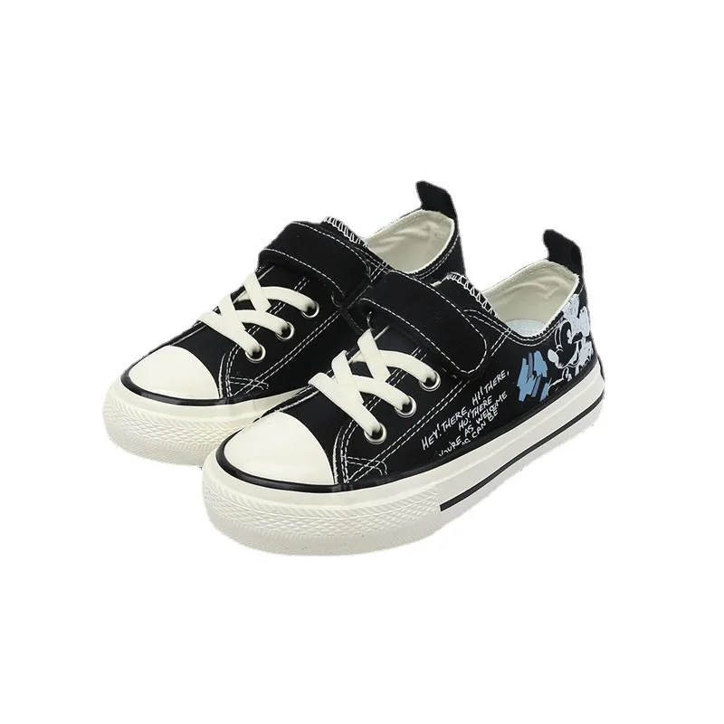 Disney Low-top Canvas Mickey Shoes Spring New Casual Shoes Boys Girls Non-slip White Black Sneaker Shoes Flats Size 24-40