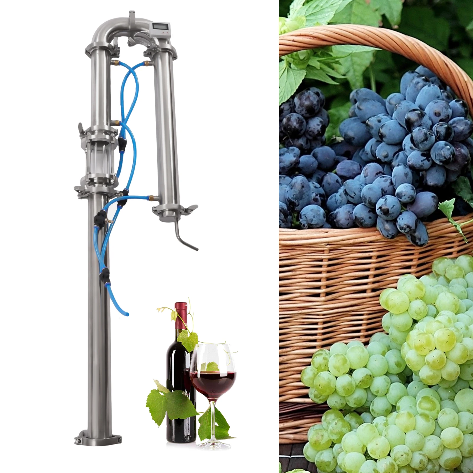 51mm Wine Distiller with Glass Copper Mesh Distillation Tower Brewed Equipment