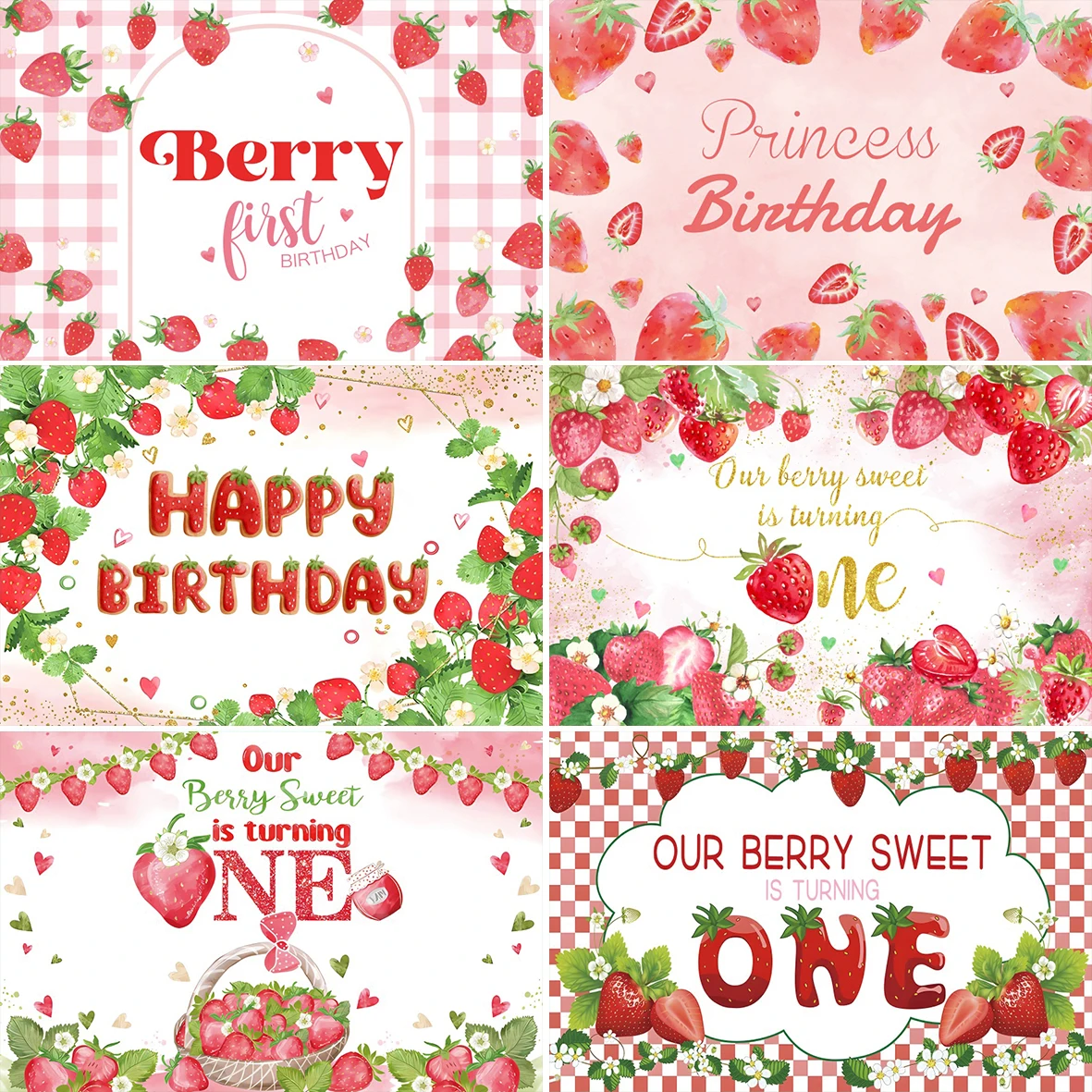 فراولة موضوع حفلة عيد ميلاد التصوير خلفية استحمام الطفل مخصص فوتودعوة راية كعكة سحق الوليد صورة خلفية