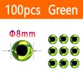 Verde 100 piezas 8mm