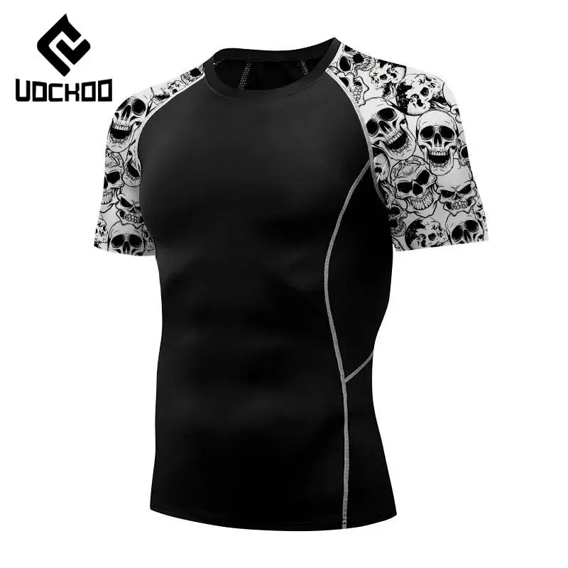 Men Compression T-Shirts Skull Costume Carnival Party Cosplay Tees Fitness Workout Tops Breathable Quick Dry Male Clothes