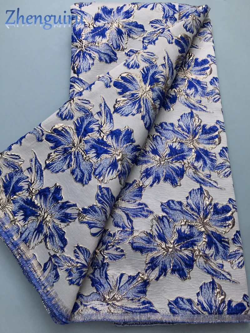 

Blue African Damask Brocade Lace Fabric 2024 High Quality Jacquard French Lace Fabric Nigerian Elegant Dress for Women Sew A3899