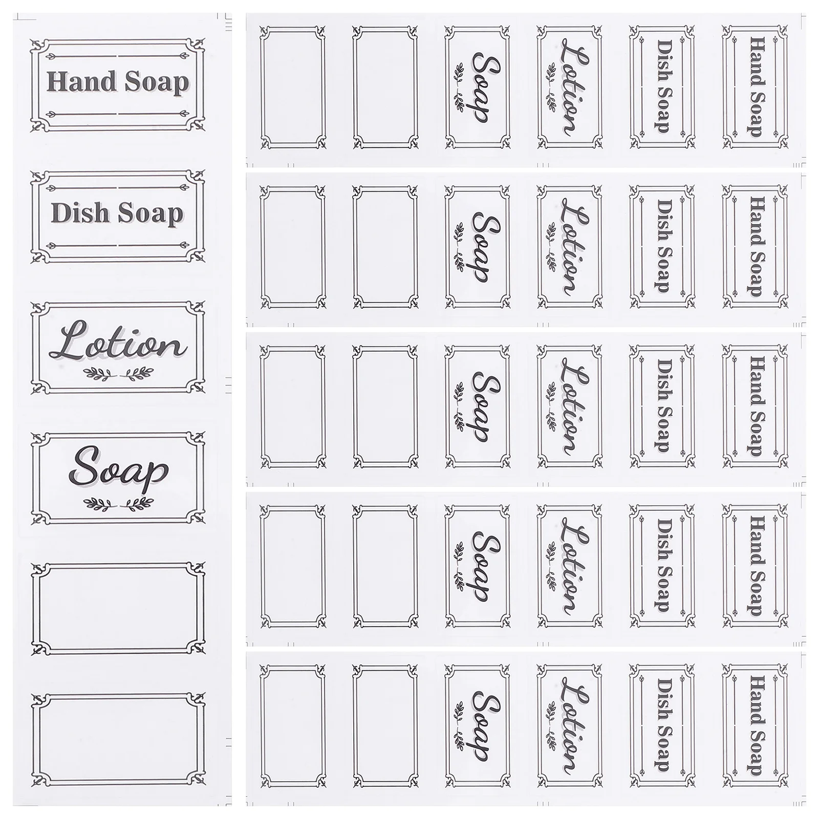 6pcs Waterproof Labels Clear Soap Bottle Stickers Removable Self-Adhesive For Glass Plastic Lotion Bottles Bathroom Kitchen