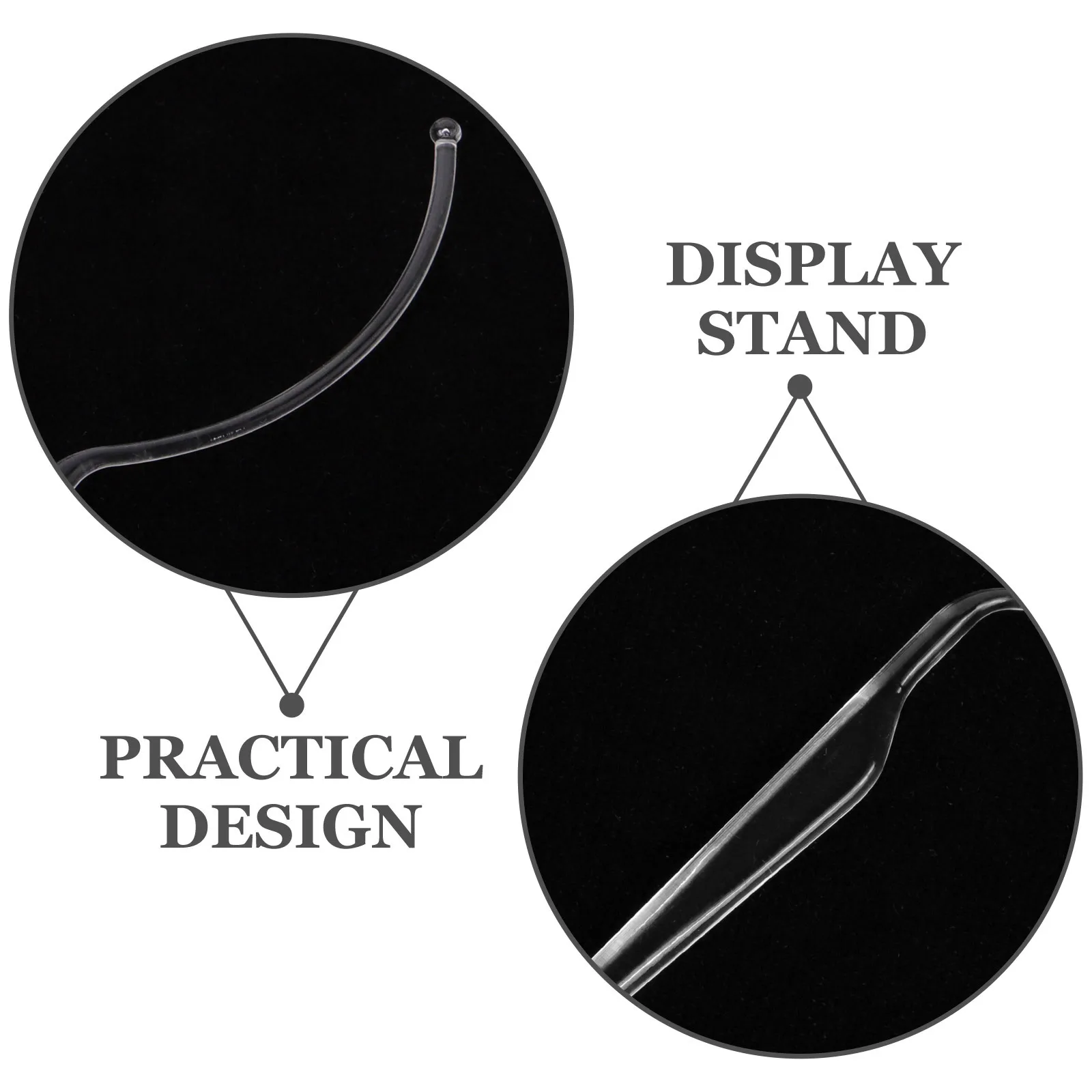 Vara de exibição de cílios postiços, suporte de fibra acrílica para ferramenta de exibição, acessório de cílios reutilizável e resistente e suave com 10 peças