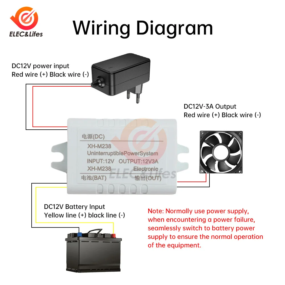 XH-M238 ไฟดับการสลับอัตโนมัติแบตเตอรี่โมดูล UPS Uninterruptible Controller ฉุกเฉิน Power Switching Board