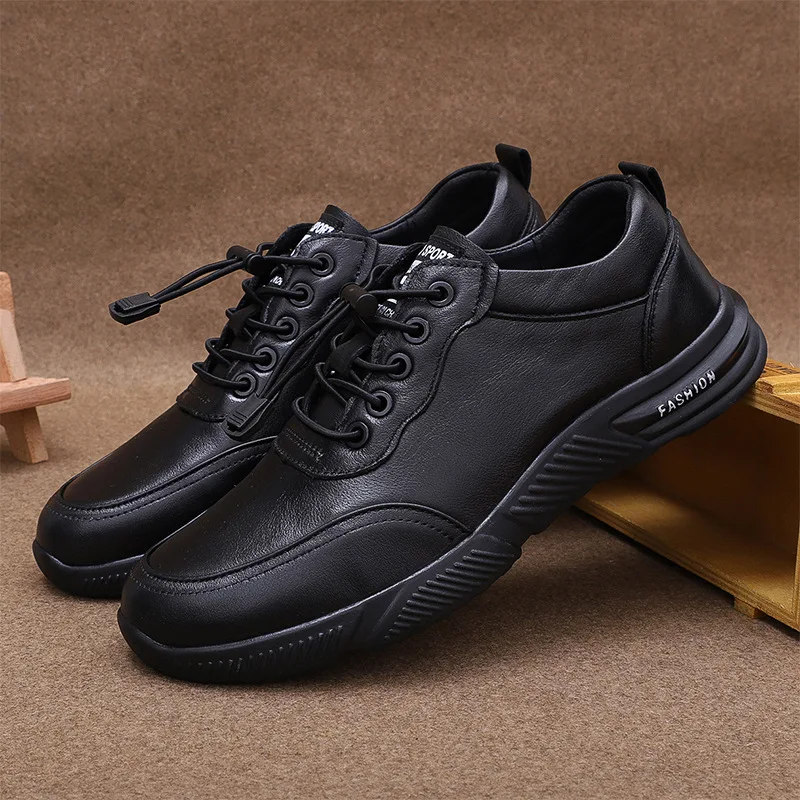 

2026new Men's Leather Shoes Casual Versatile First Layer Cowhide Sneakers Soft Leather Soft Sole Running Shoes Trend Men's Shoes