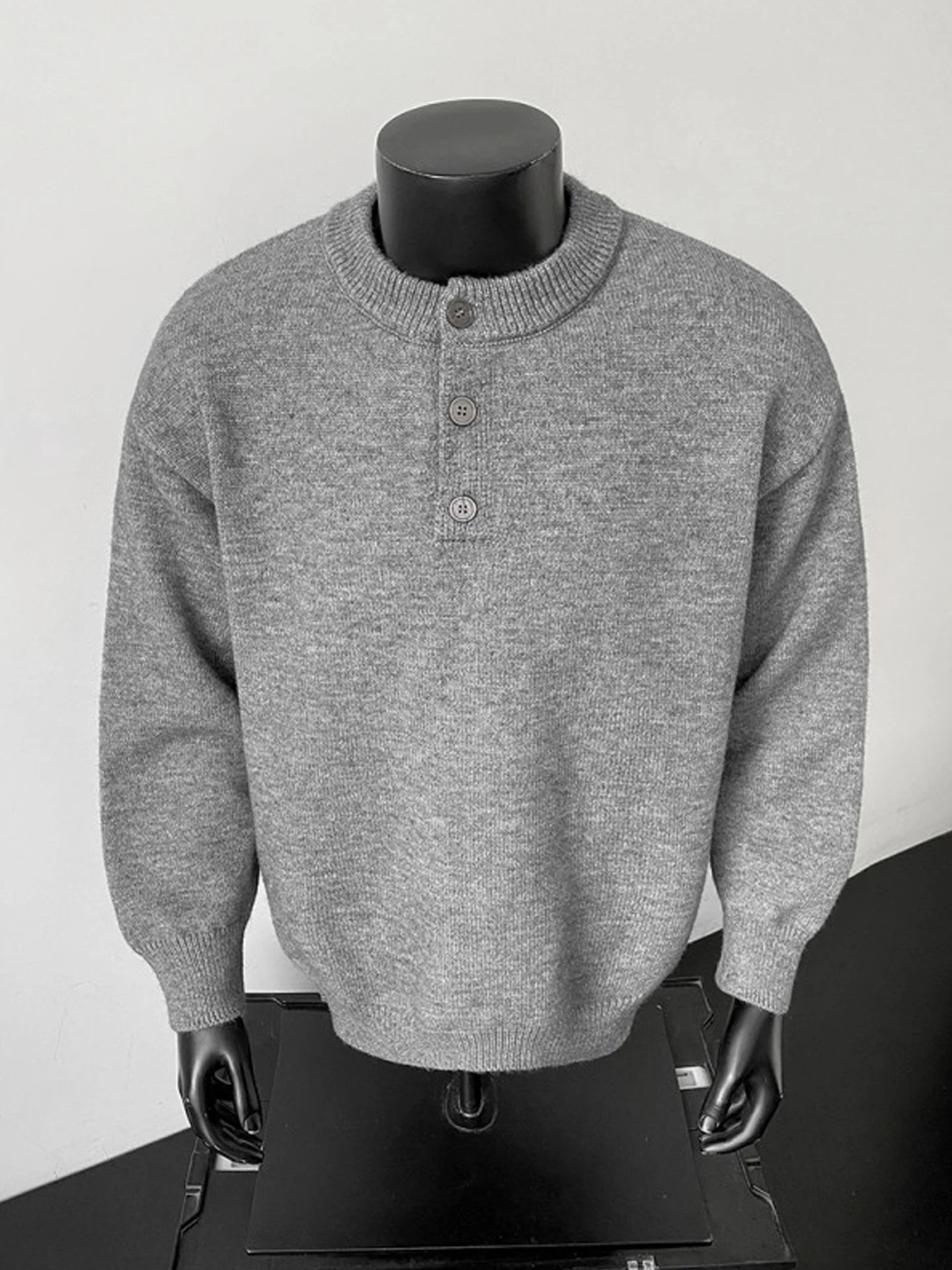 

ay Henry Collar Knitwear Men's Autumn Winter American Sle High Sensation Inner Wear Base Layer Can Be Worn outside Top