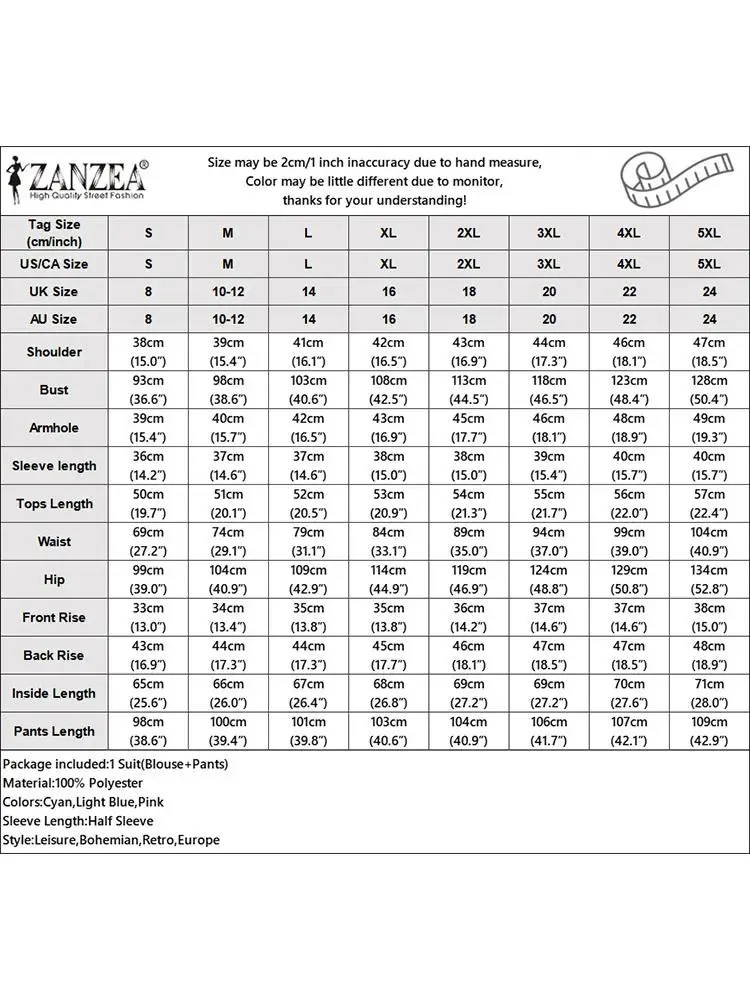 ZANZEA-Ensembles de pantalons assortis bohèmes pour femmes, chemisier à manches courtes, survêtements floraux, été, mode, fjSuits, 2 pièces, 2024