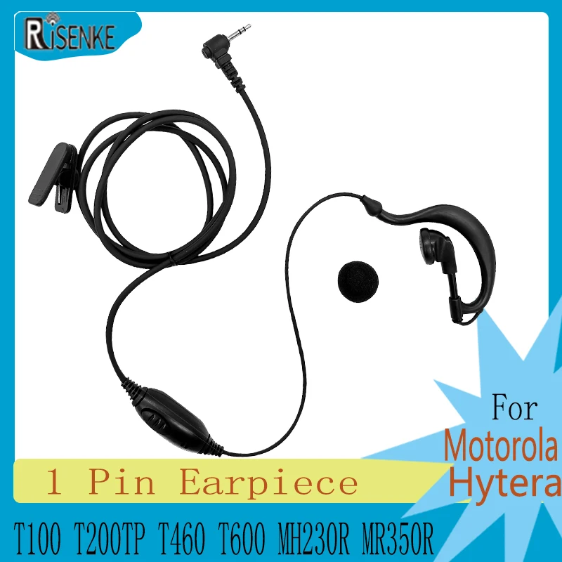 Earpiece Headset Compatible with Motorola T100,T200TP,T460,T600,MH230R,MR350R, Hytera TC320, Walkie Talkie, Ear Bud Style, 1 Pin