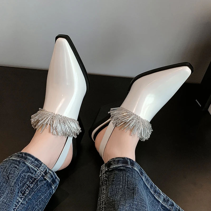 

2026 New Shoes Woman Ladies Genuine Leather Sandals Head Mules Fashion High Heel Chunky Heels Summer Wedges Women Casual Office