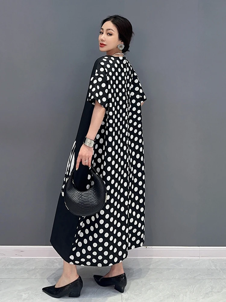 XITAO Korea Striped Dresses Patchwork Female Appear Thin 2023 Summer Women New Arrival Fashion All Match O-neck DMJ1159