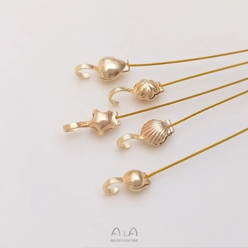 Shell Buckle 14K Gold-wrapped Flower-shaped Pentagram Heart-shaped Hook Buckle End Buckle DIY Material Jewelry Accessories