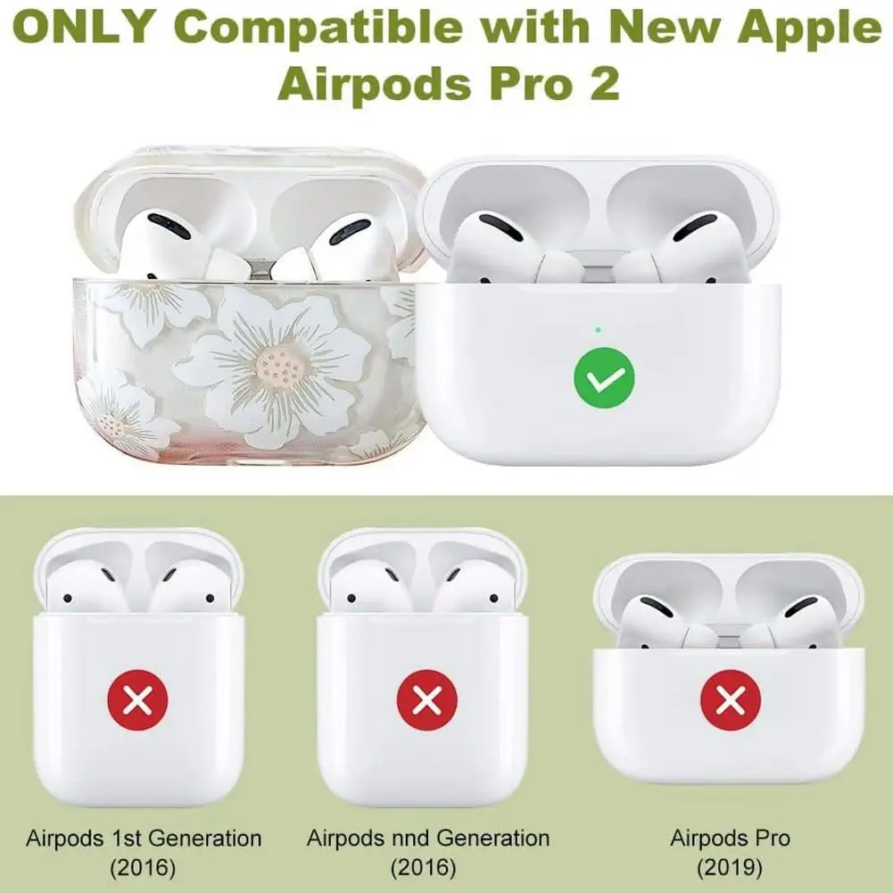 Для airpods 1 и 2 airpods 3 airpods pro2 антижелтий гибкий защитный чехол из ТПУ точная подходит для красоты с 3D цветочным узором