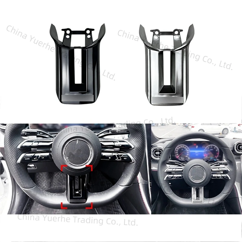 

Car Black Steering Wheel Cover Trim Frame For Mercedes Benz C E S Class W206 W213 W223 AMG Style 2021-2022 Parts Accessories