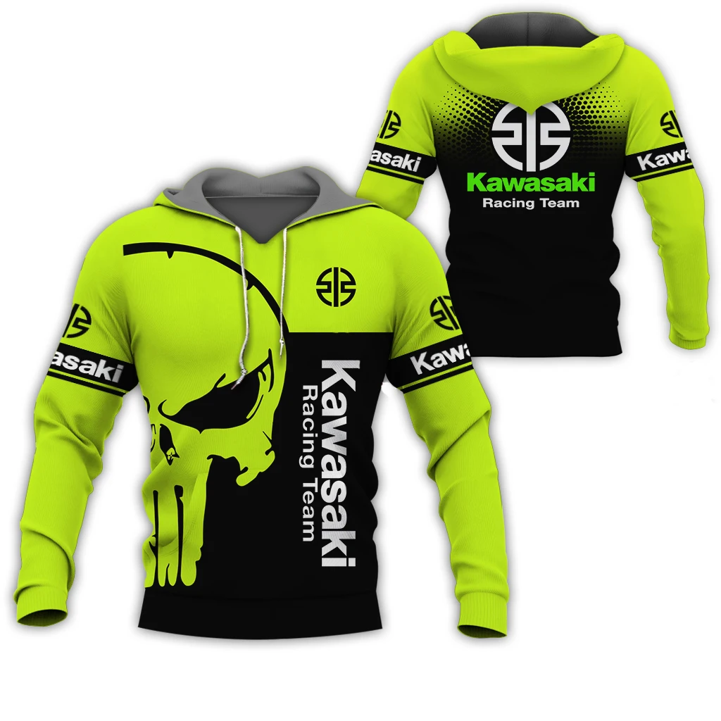 2024 New spring and autumn 3D print Kawasaki Ninja Motorcycle Riding Off-Road Pullover Extreme Sports Adventure Unisex Hoodie image 3