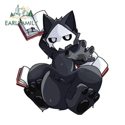 EARLFAMILY 13cm x 11.5cm Furry Puro Cute with Books Car Sticker Motorcycle Waterproof Decal Personality Occlusion Scratch Decor