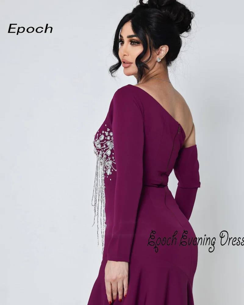 Epoch Prom Dress فساتين السهرةElegant Off The Shoulder Shiny Tassel Half Sleeve A-Line Cocktail Evening Gown For Sexy Women 2024