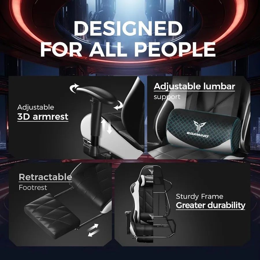 كرسي ألعاب مع مساند للذراعين قابلة للتعديل ثلاثية الأبعاد بتصميم مطبوع على شكل بقرة كرسي مكتب مريح مع كرسي كمبيوتر عالي الظهر مع مسند للقدمين #6