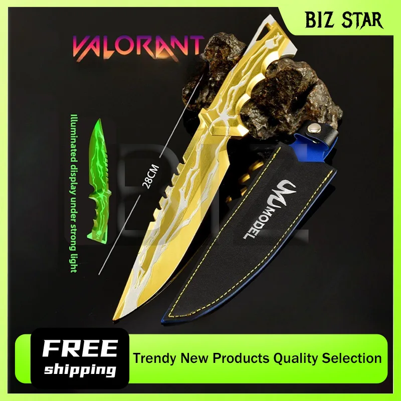 28 センチメートル/11.02 インチ Valorant ゲーム周辺武器モデル神の罰ナイフ金属レザーカバーバージョンおもちゃの装飾品コレクション