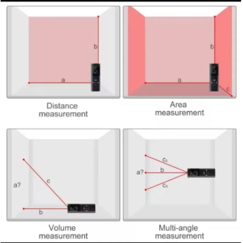 40M/60M Mini Smart Laser Distance Meter Measure Infrared Rangefinder USB Rechargeable Portable Handheld Laser Range Finder Tools
