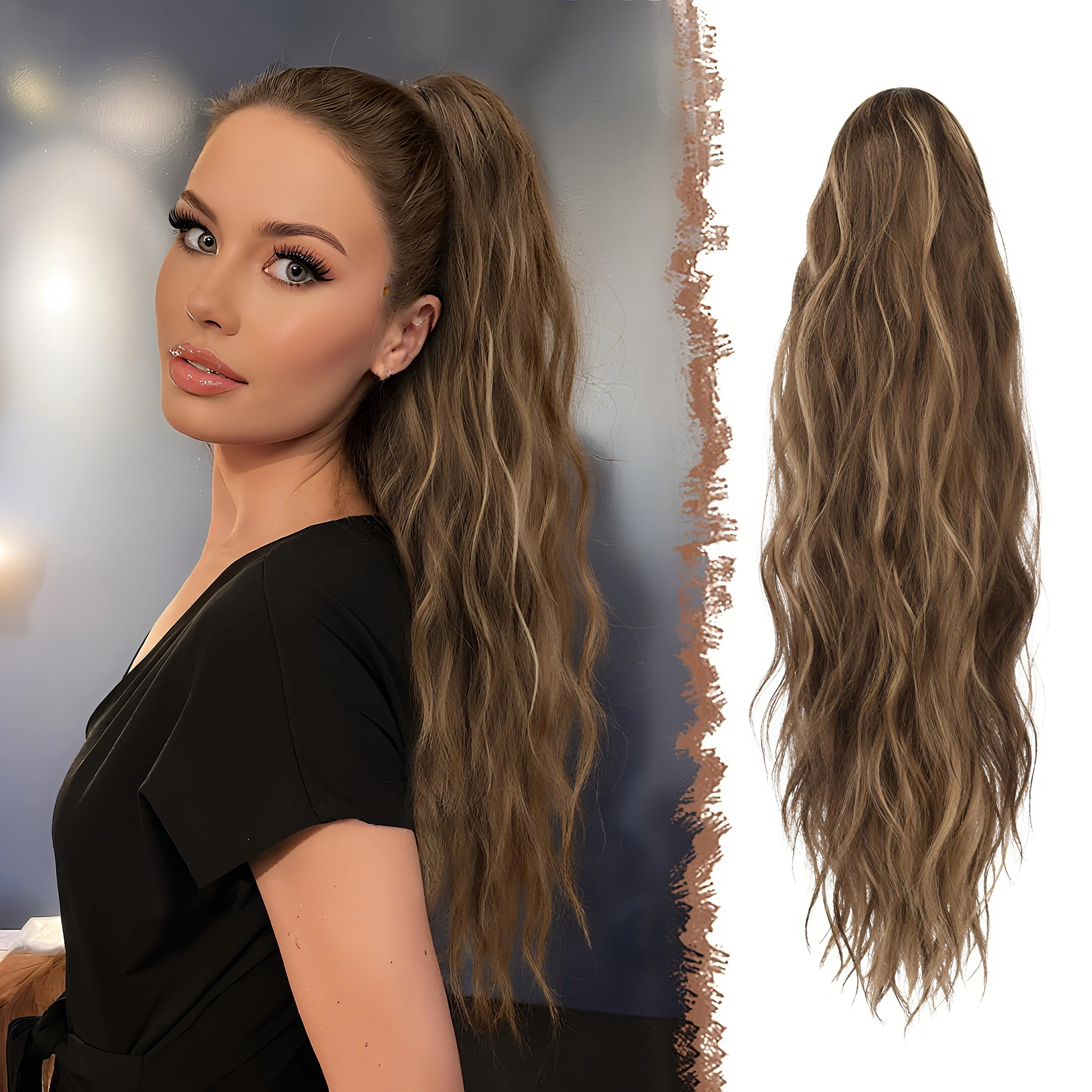 

Water Wave Claw Clip Ponytail Extension Multi Layered Hair Clip in Hair Extensions Ponytail Natural Soft Synthetic Hairpiece
