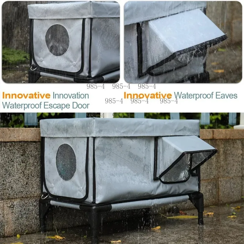 Electric Heating Outdoor Pet House, Windproof Rainproof Scratch-proof Warm Cat Bed for Winter Use
