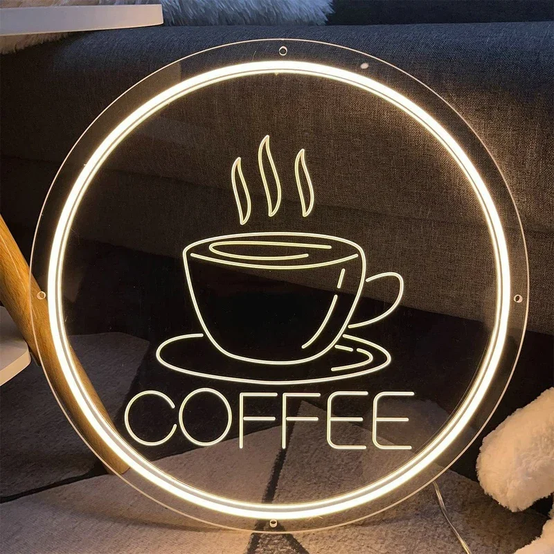 Coffee Neon Sign 3D Carving Night Lights Custom Business Neon Signs LED Neon Light For Cafes Coffee Restaurant Shop Decoration