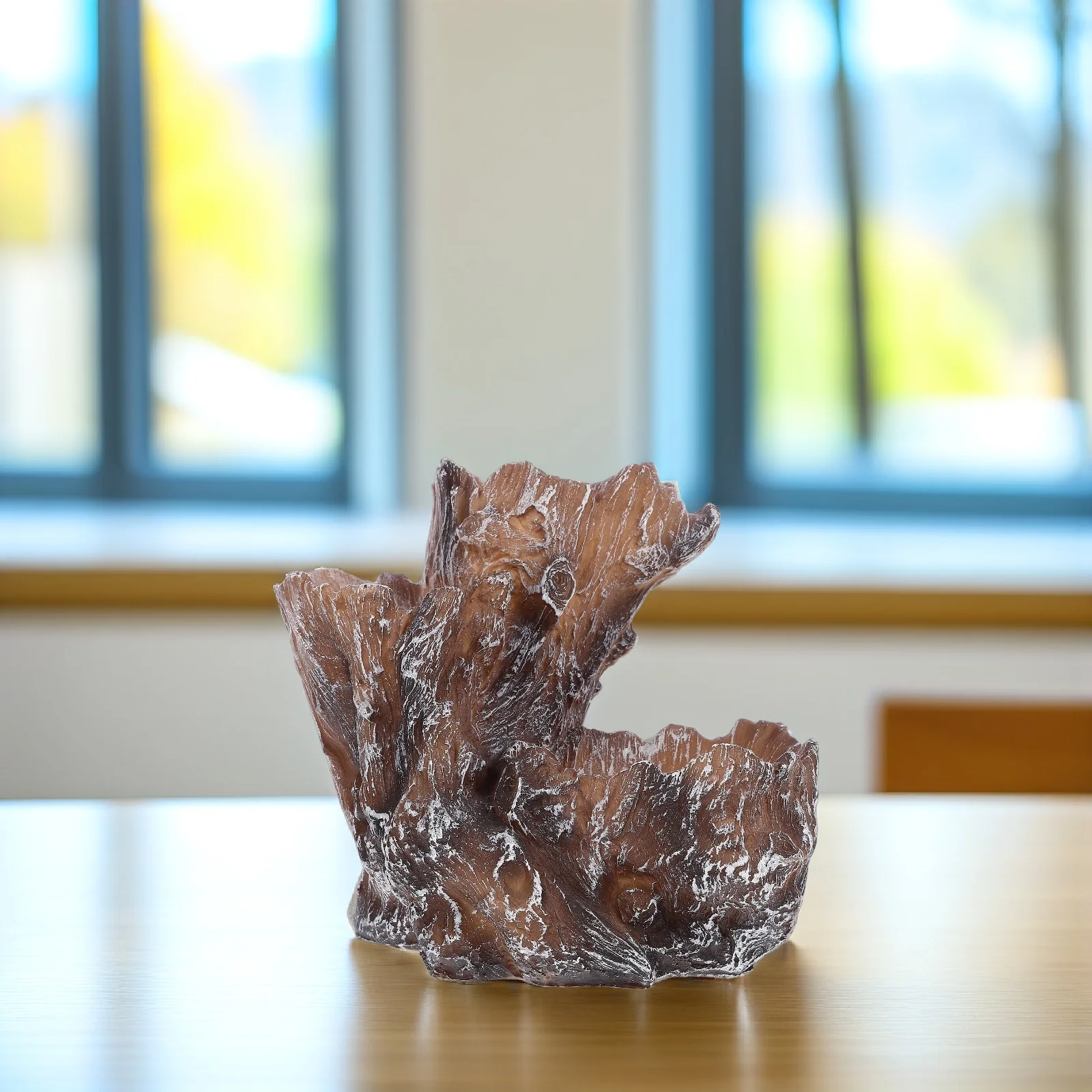 

Resin Simulated Tree Root Flower Pot Grey Desktop Succulent Planter for Home Office Decor Bonsai Plant Container