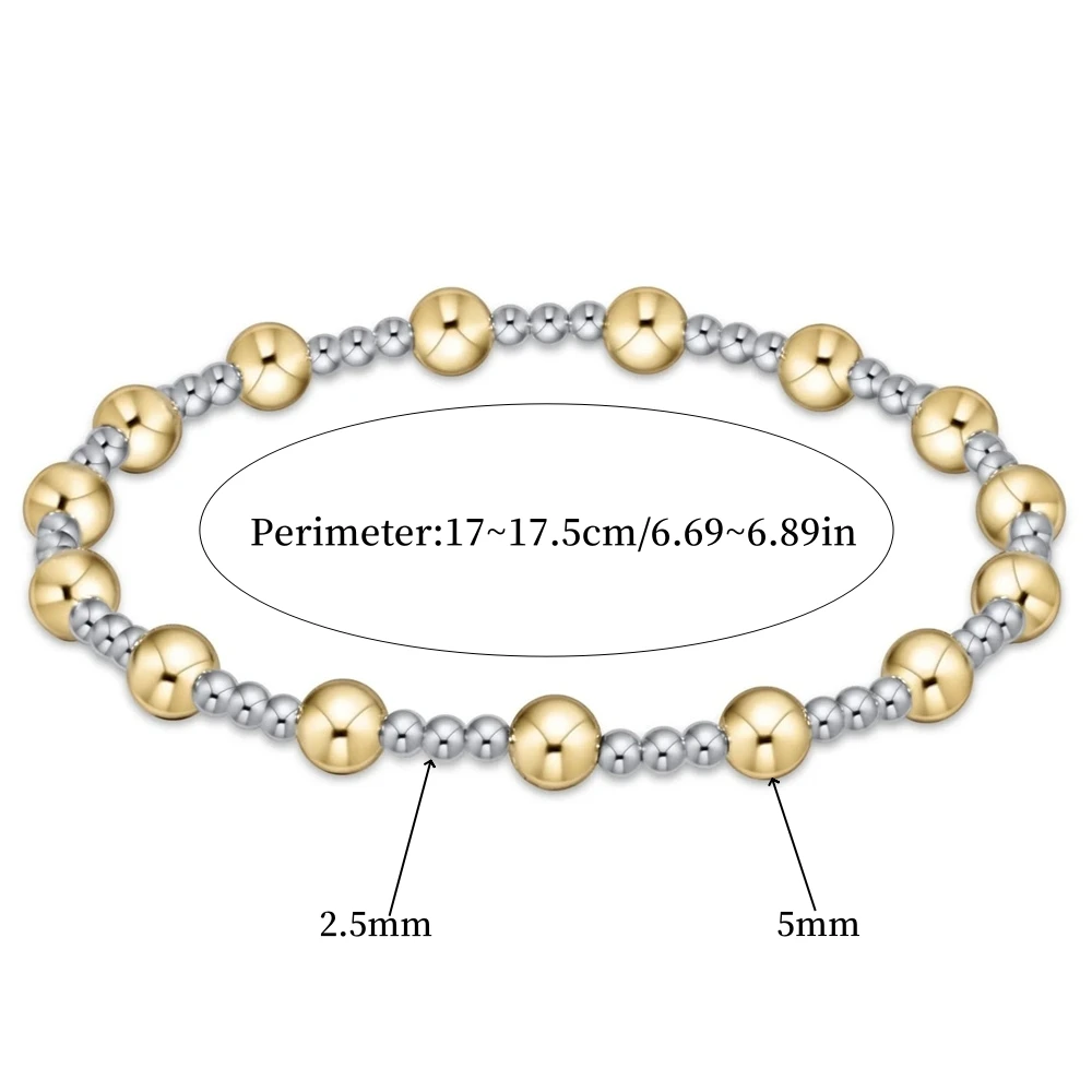Vlen قابل للتعديل تكويم سوار مُزين بالخرز للنساء الذهب والفضة اللون مختلط مجوهرات بوهو الحد الأدنى الخرز سوار هدية #3
