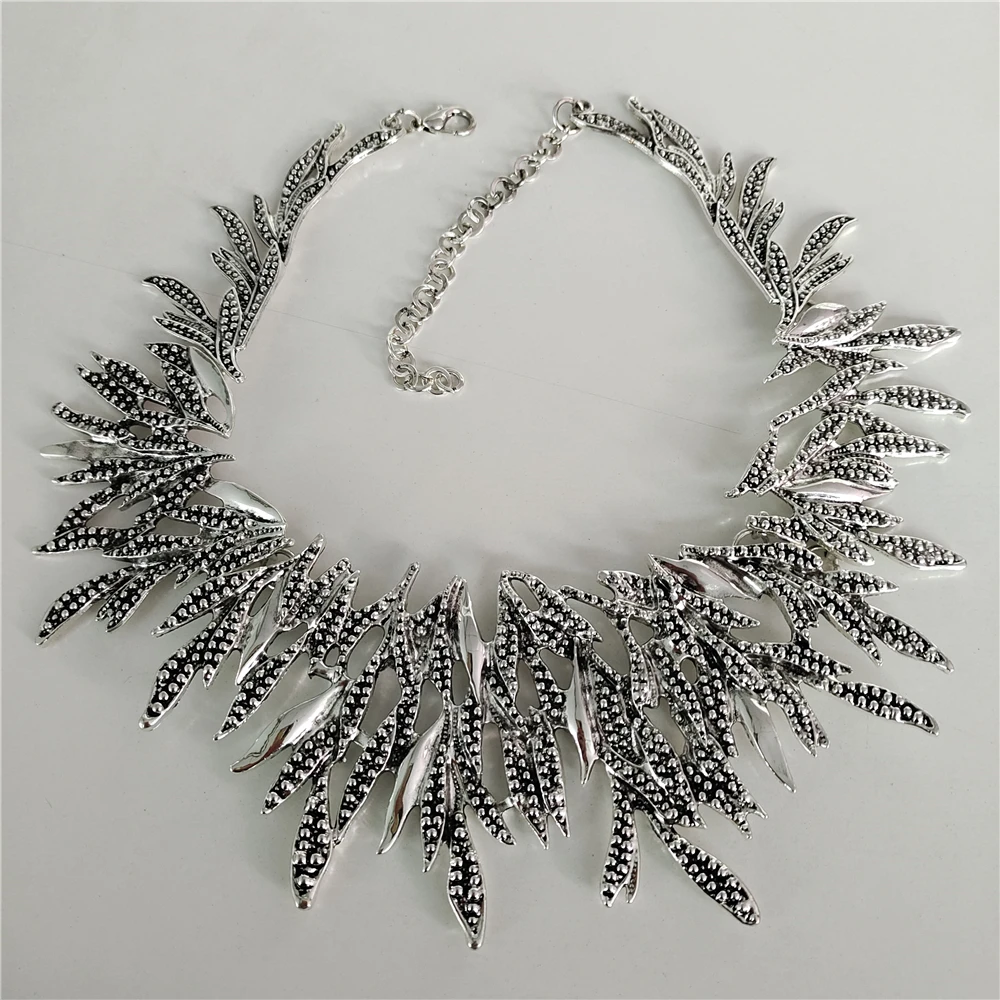 Indian Statement Vintage Black Metal Choker Necklace Earrings Jewelry Sets Women Ethnic Retro Punk Large Collar Necklace Woman