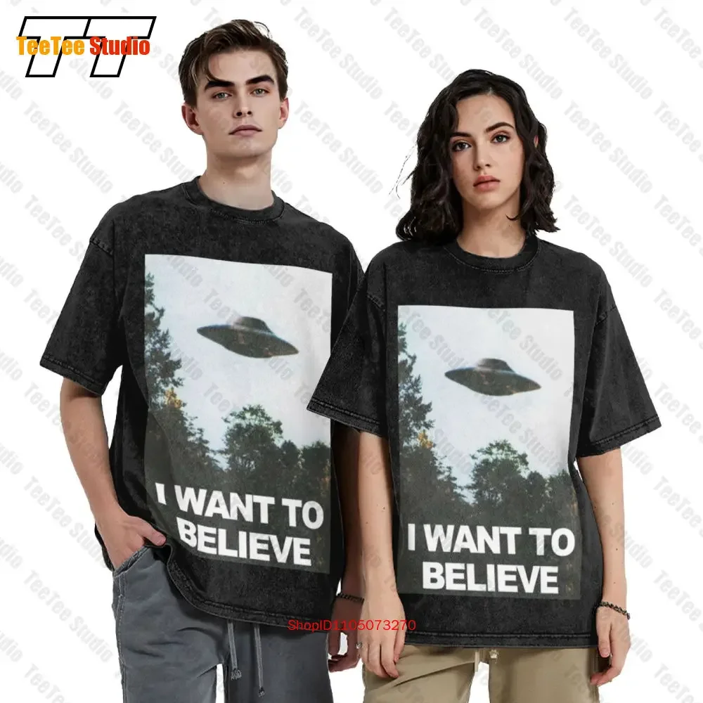 The X Files Believe Poster Tv Show Alien Ufo Vintage Oversized T-Shirt BQN8