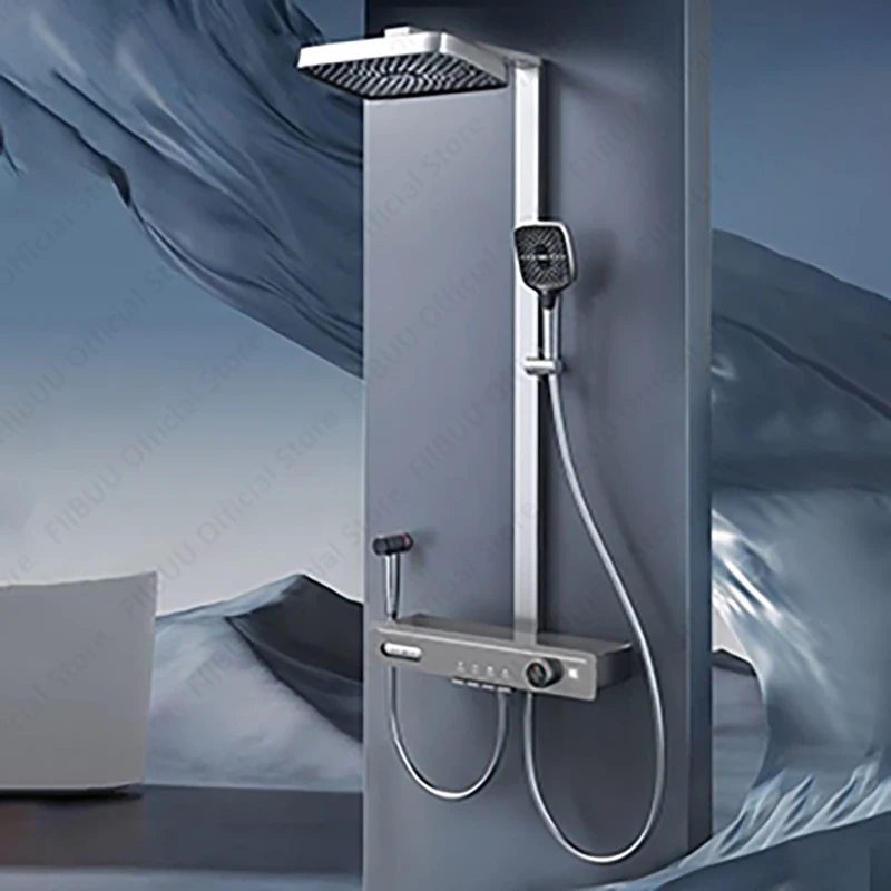 

Digital Temperature Display Shower Set Pressure Massage Shower System Multi-mode Shower Head Handheld Spray Bathroom Accessories