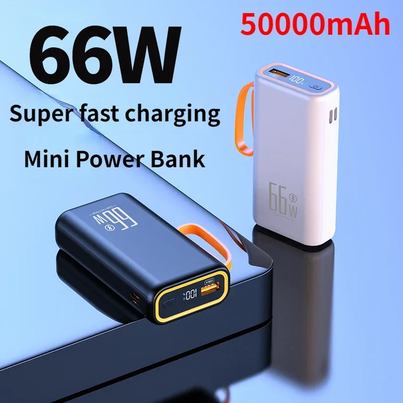 

New 66W Fast Charging Power Bank 50000 MAh Large Capacity Mini Mobile Power Charger External Battery for iPhone Samsung Xiaomi