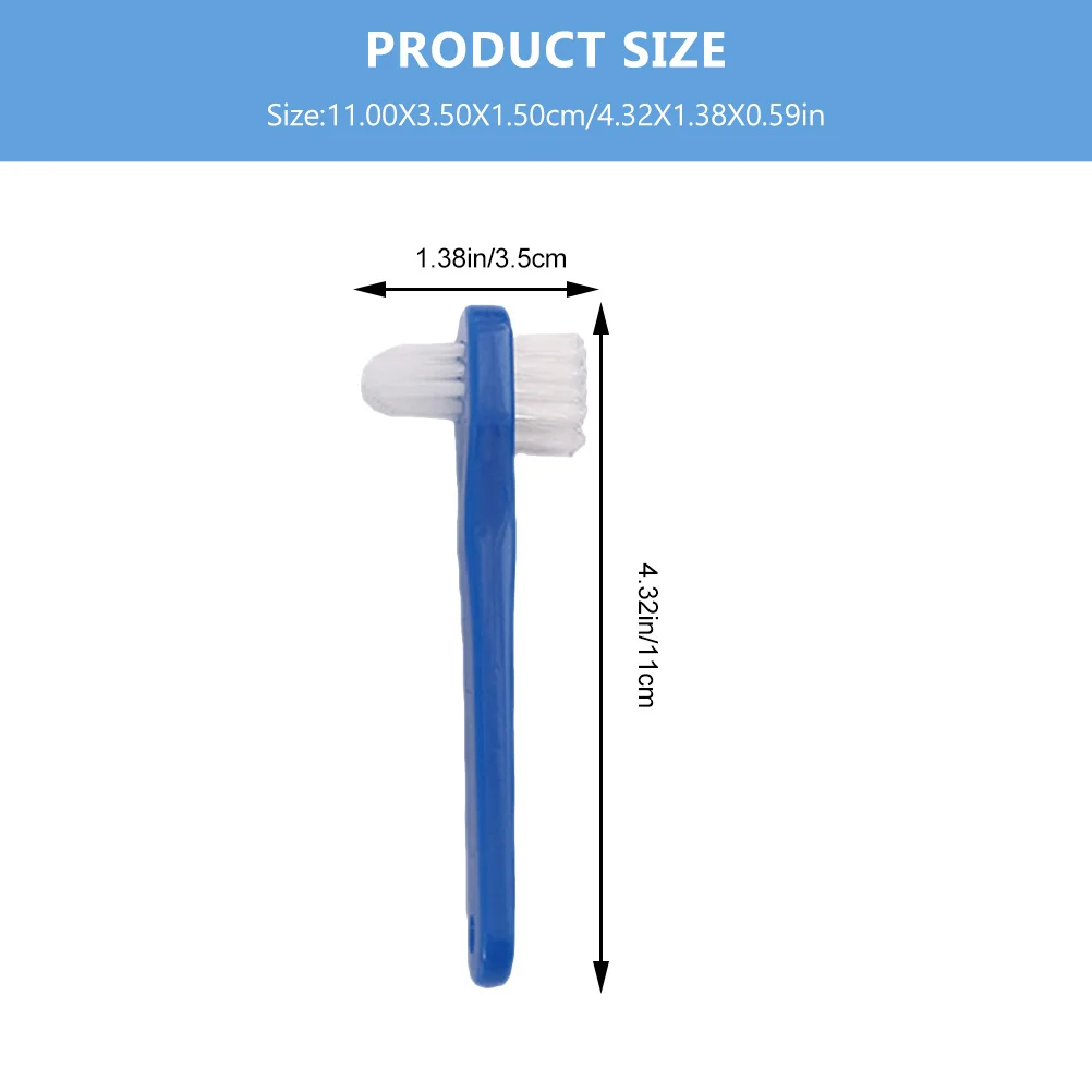 2Pcs Denture Toothbrush Comfortable Grip Portable Double Head Brush Small Angled Bristles Clean Partial Semi Full Dentures