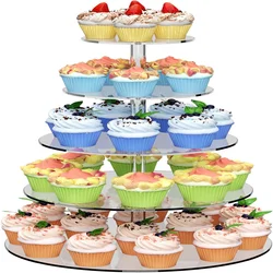 3/4/5 Tier Acrylic Round Cupcake Stand Clear Birthday Cupcake Stand Holder Dessert Display for Wedding Birthday Christmas Party