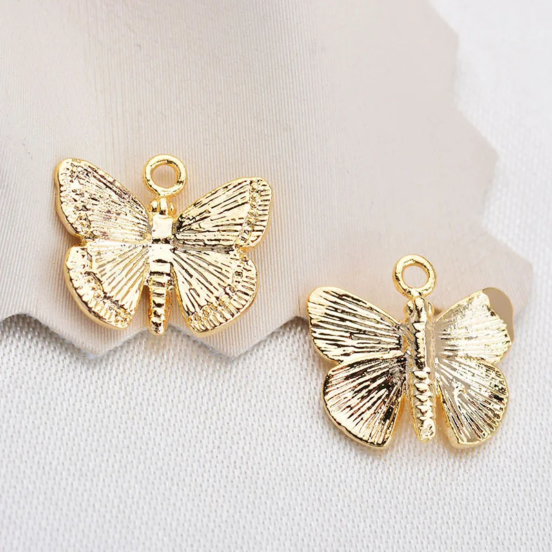 (1607)10PCS 11*10MM 24K Gold Color Brass Butterfly Charms Pendants High Quality Diy Jewelry Findings Accessories wholesale