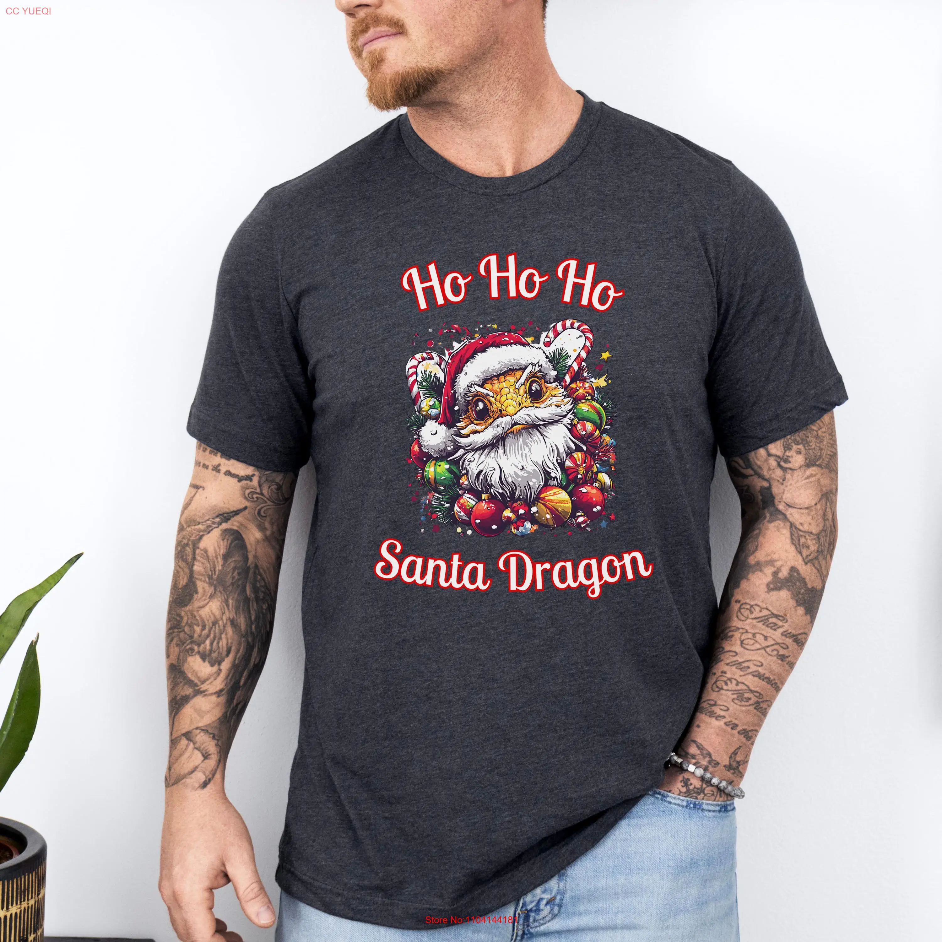 Christmas Bearded Dragon shirt Santa Beardie T tee gift long or short sleeves