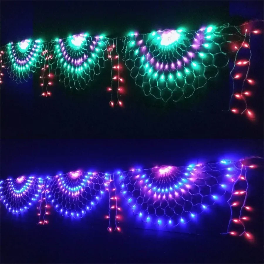 

3*0.5M 414 LED Peacock Christmas Net Lights Outdoor Mesh Lights Window Curtain Fairy Garland Light for Xmas Trees Wedding Decor