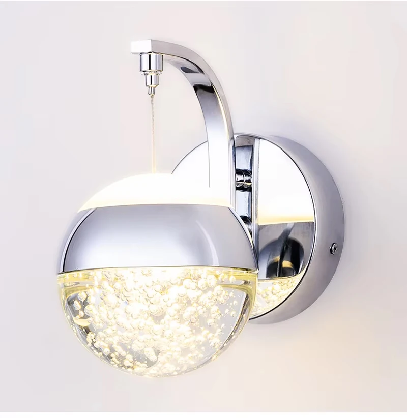 Semplice camera da letto comodino lampada da parete in cristallo a led soggiorno moderno sfondo applique da parete sala da pranzo di lusso scala illuminazione a LED