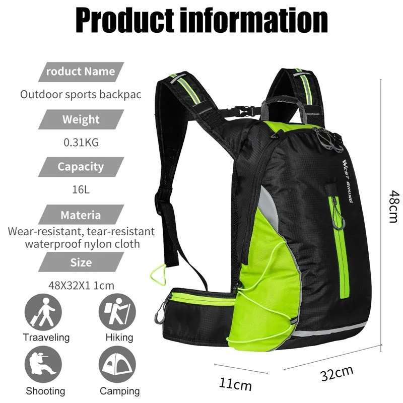 West Rider Riding Backpack Mountain Bike Bag Outdoor Backpack Leisure Light Travel Bag Cycling Equipment